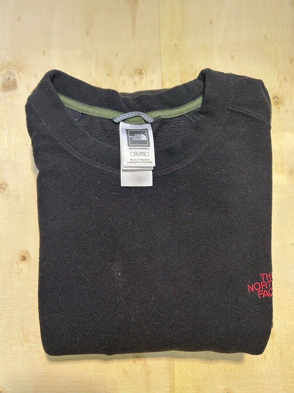 The North Face XXL Men's Black Fleece Crewneck Red Logo - AS-IS Small Flaw
